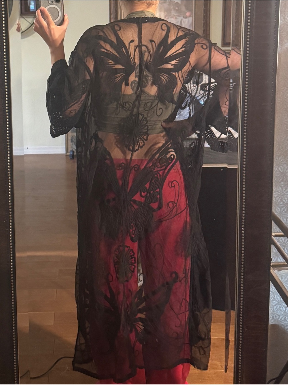 Sheer Embroidered Butterfly Duster